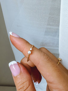 Julie - Waterproof Mini Pearl and Stone Ring