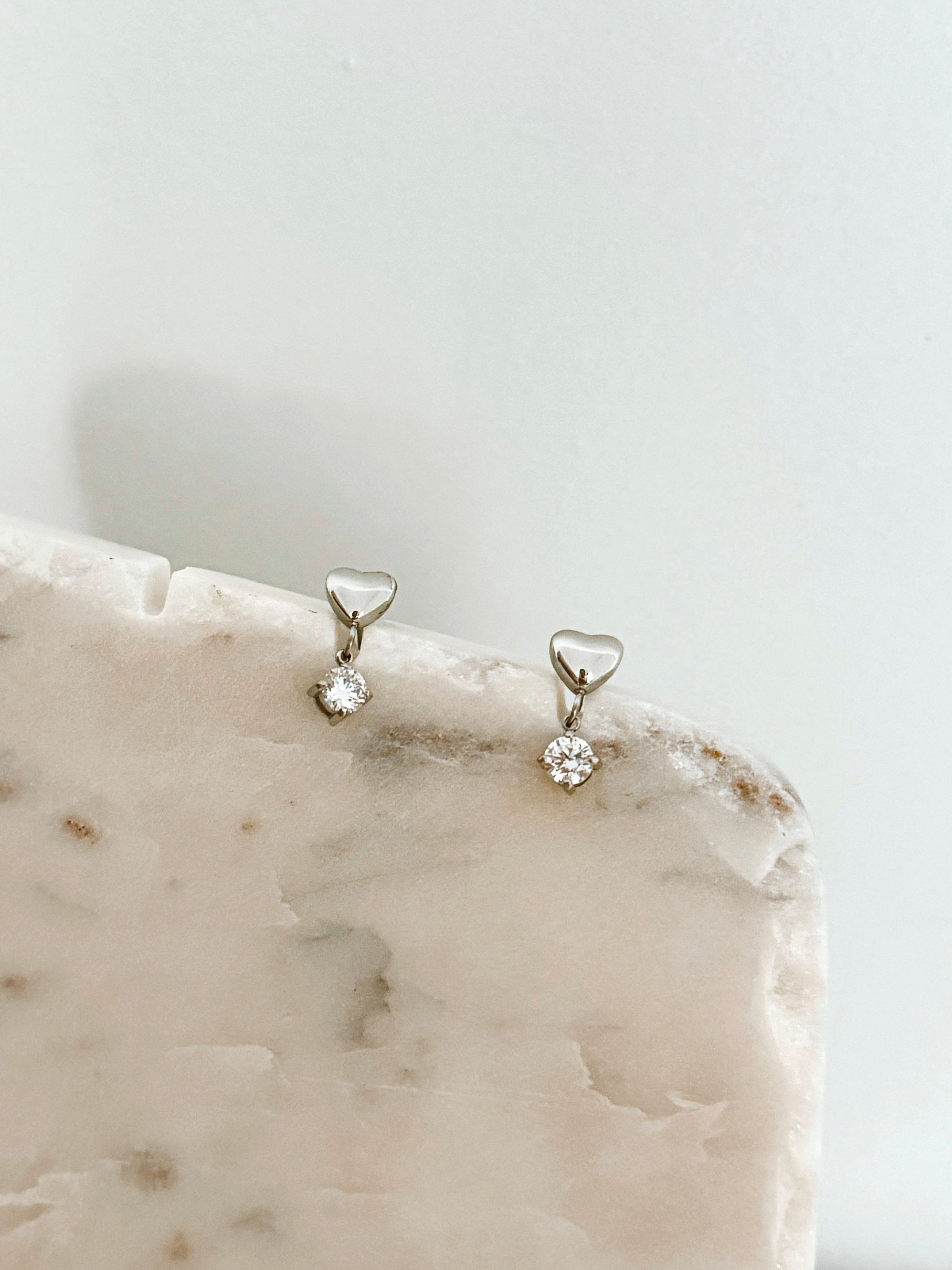Elsa - Waterproof Heart and Crystal Studs