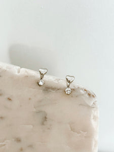 Elsa - Waterproof Heart and Crystal Studs