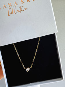 Lily - Waterproof Side Tear Drop Gemstone Necklace