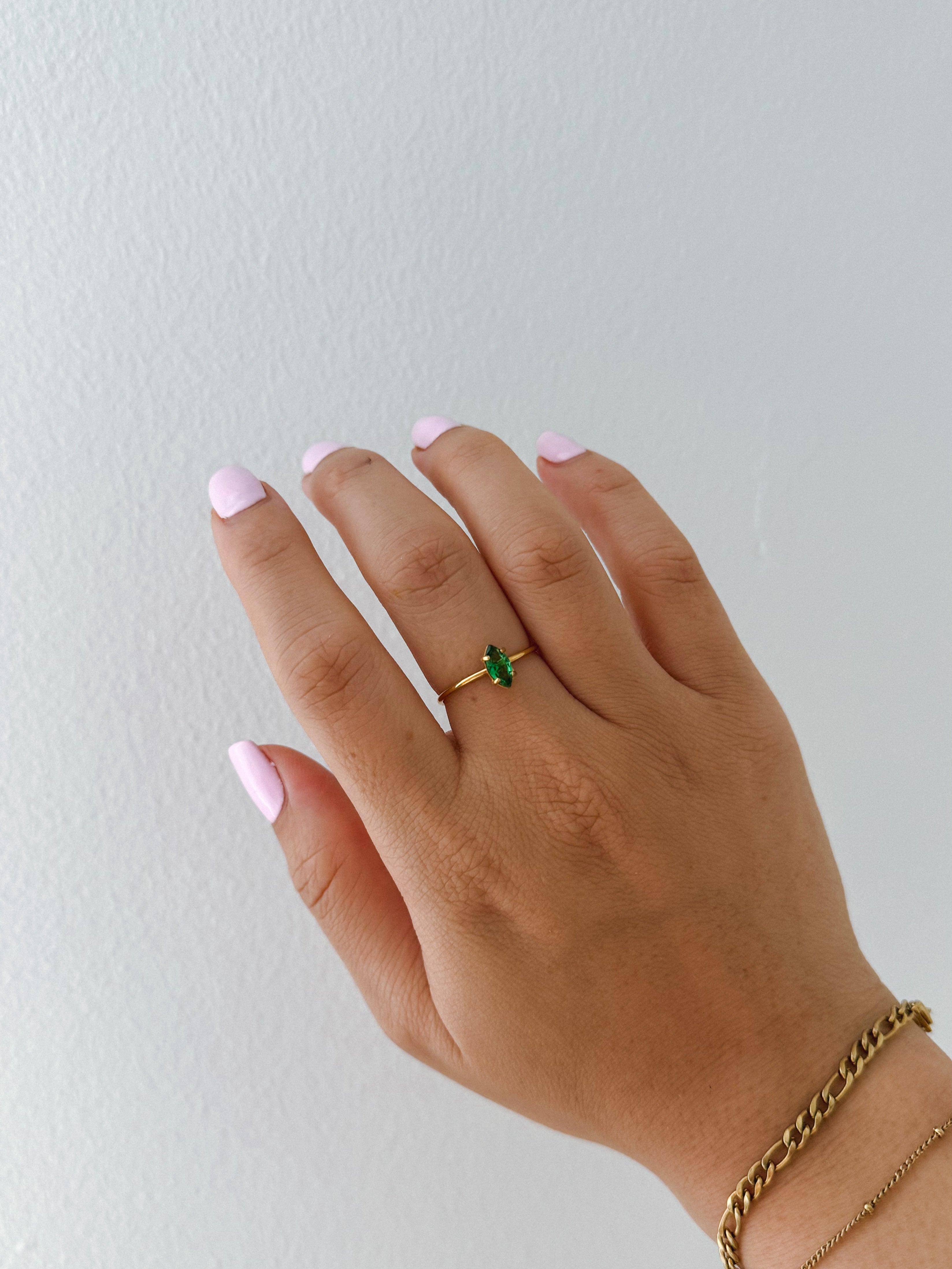 Kim - Waterproof Resizable Green Emerald Ring