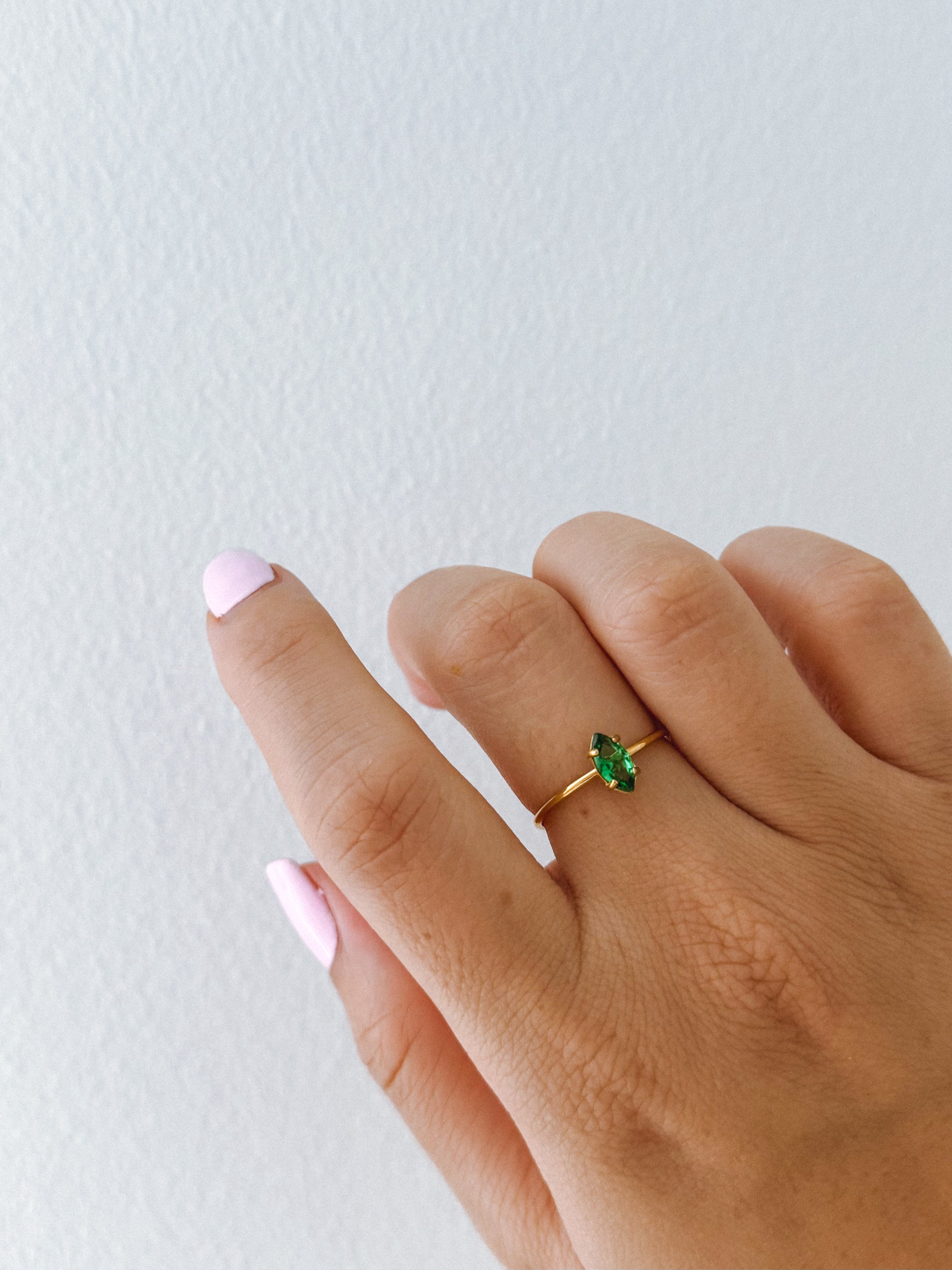 Kim - Waterproof Resizable Green Emerald Ring