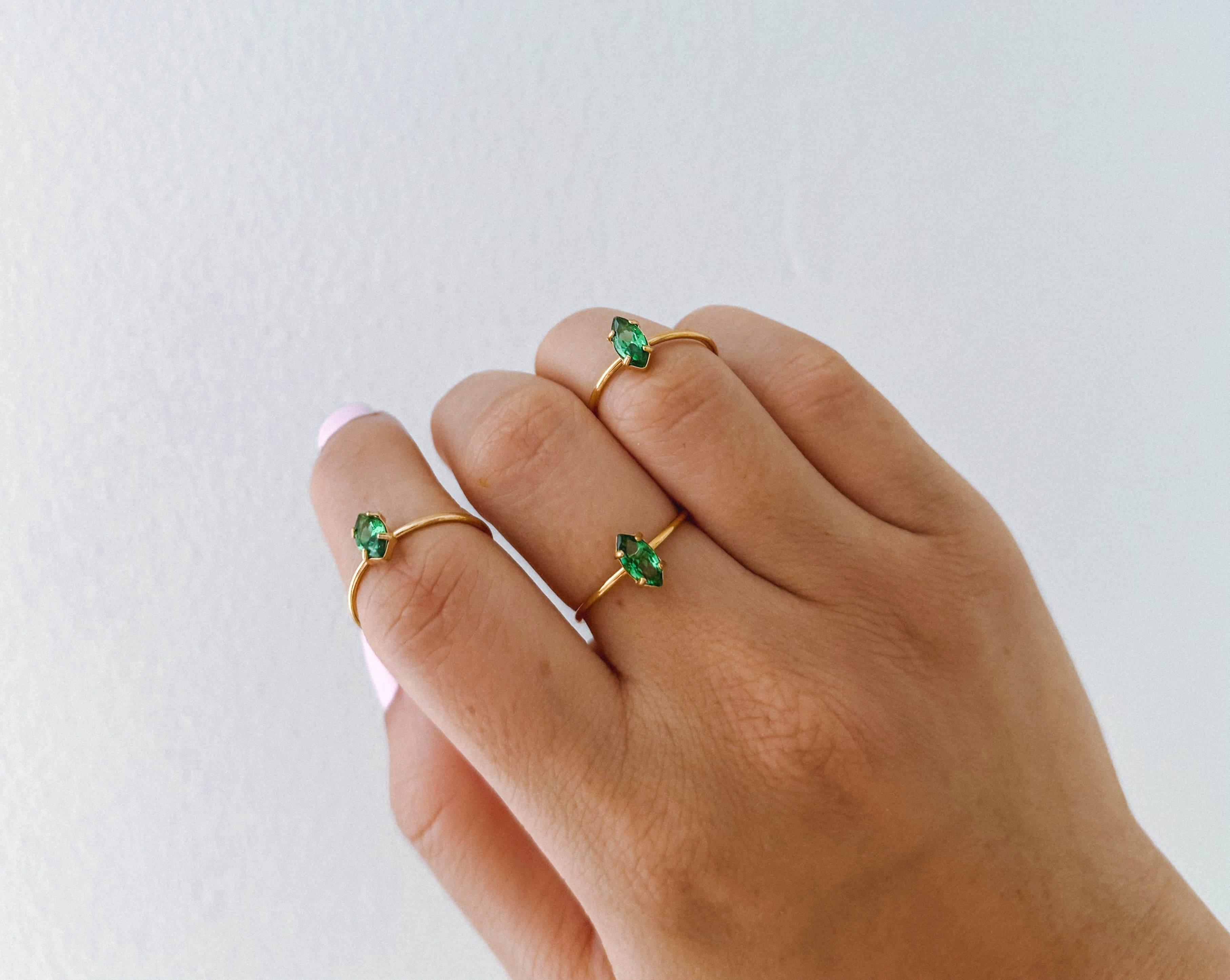 Kim - Waterproof Resizable Green Emerald Ring