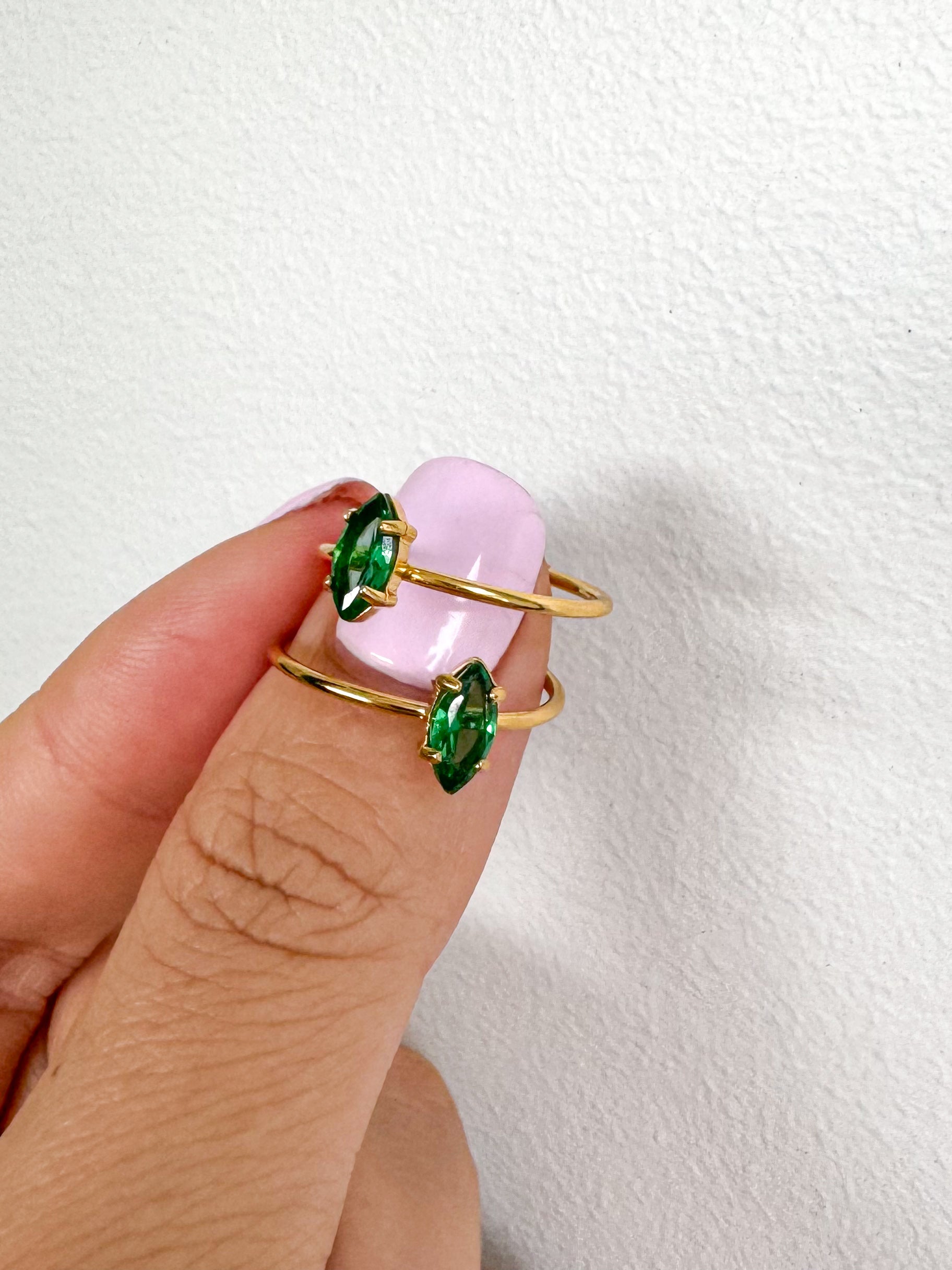 Kim - Waterproof Resizable Green Emerald Ring