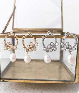 Pag-ibig - Flower and Pearl Drop Earrings