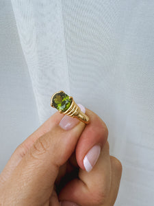 Bobbi - Waterproof Sage Olive Green Statement Gemstone Ring