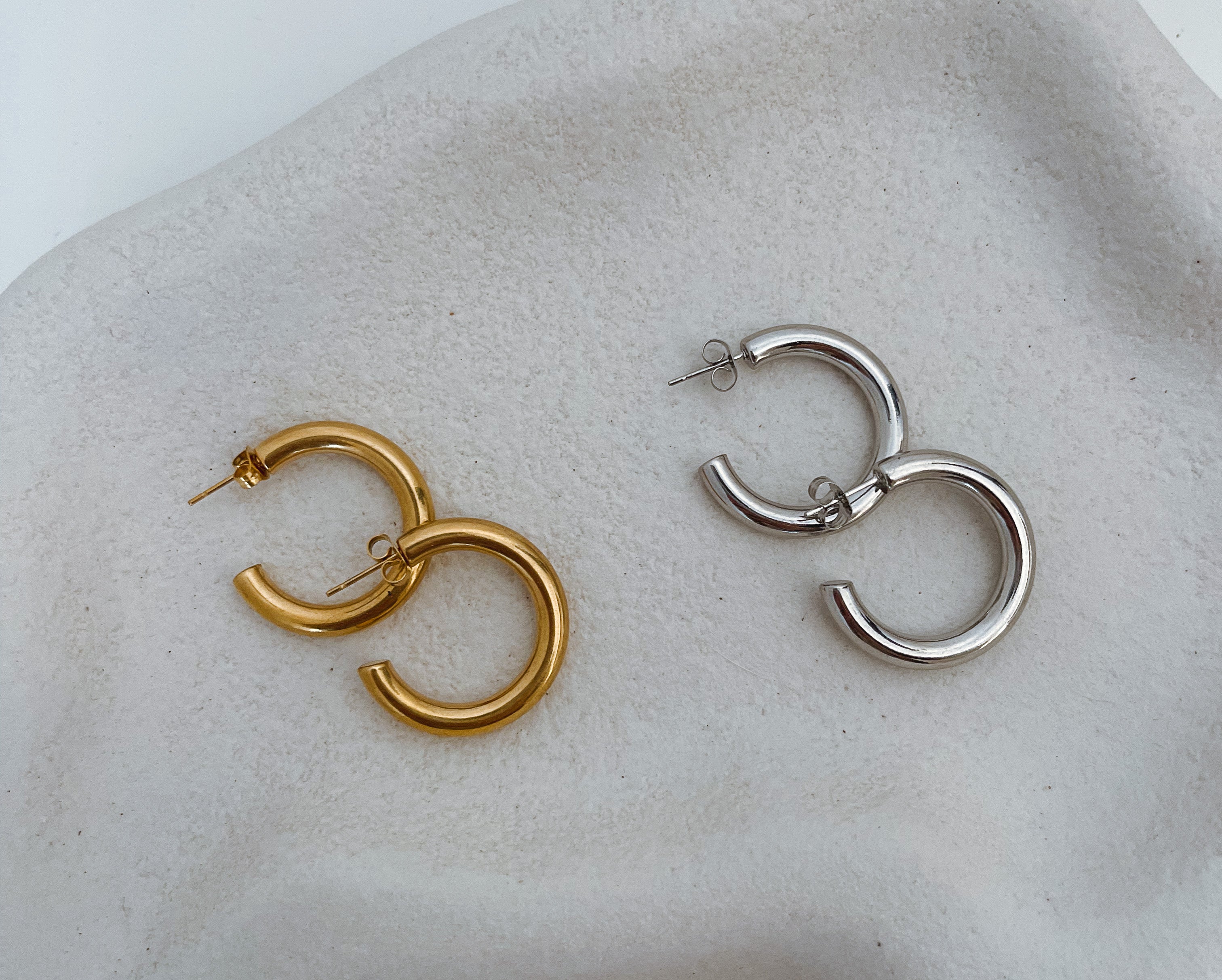 Hazel - Waterproof Chunky Statement ‘C’ Hoops