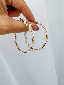 Talle - Twisted Pearl Hoops