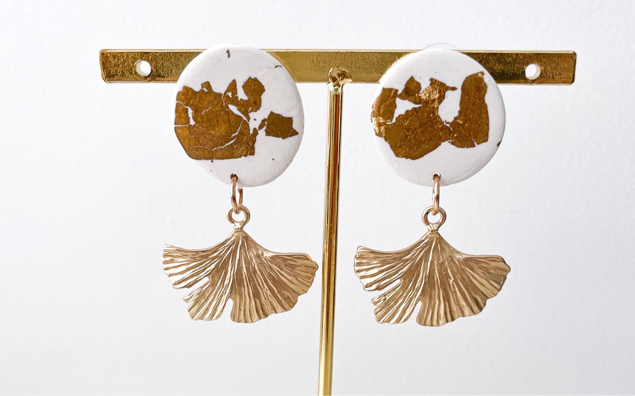 Leanne - Abstract Gold Flake Drop Earrings