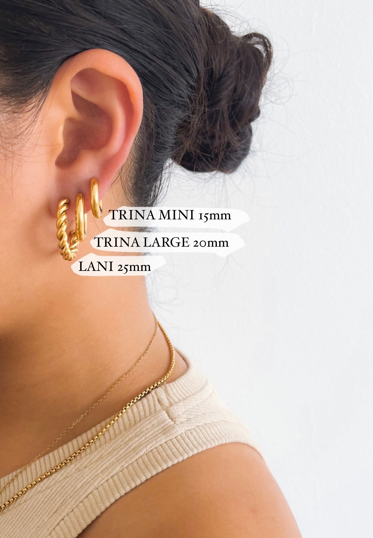 Lani - Waterproof Gold Rope Statement Hoops