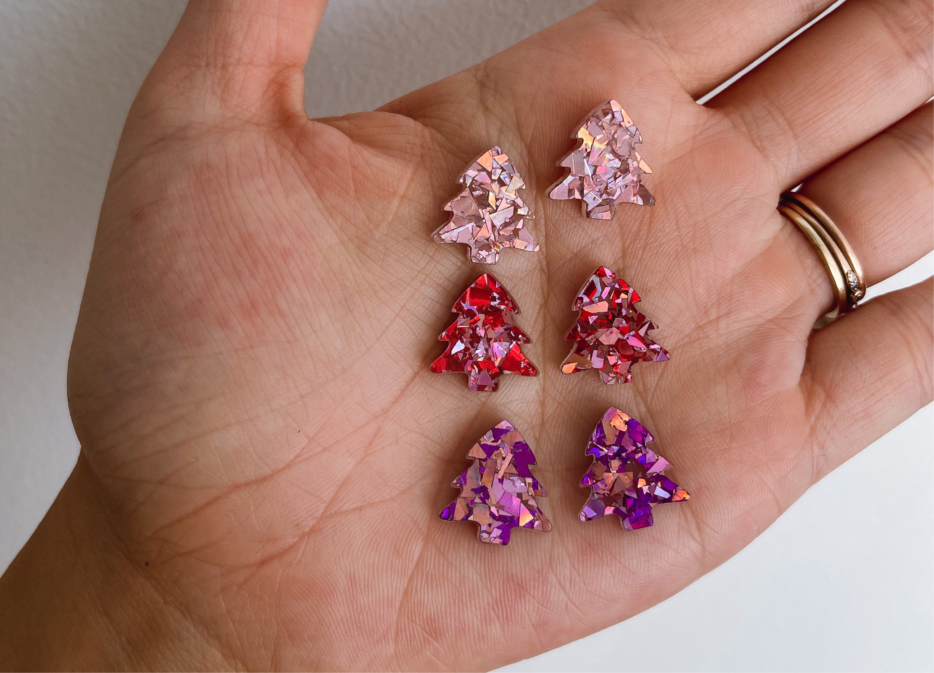 Chunky Glitter Christmas Tree Studs