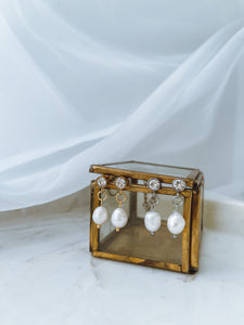 Amar - Cubic Zirconia Stone and Pearl Earrings