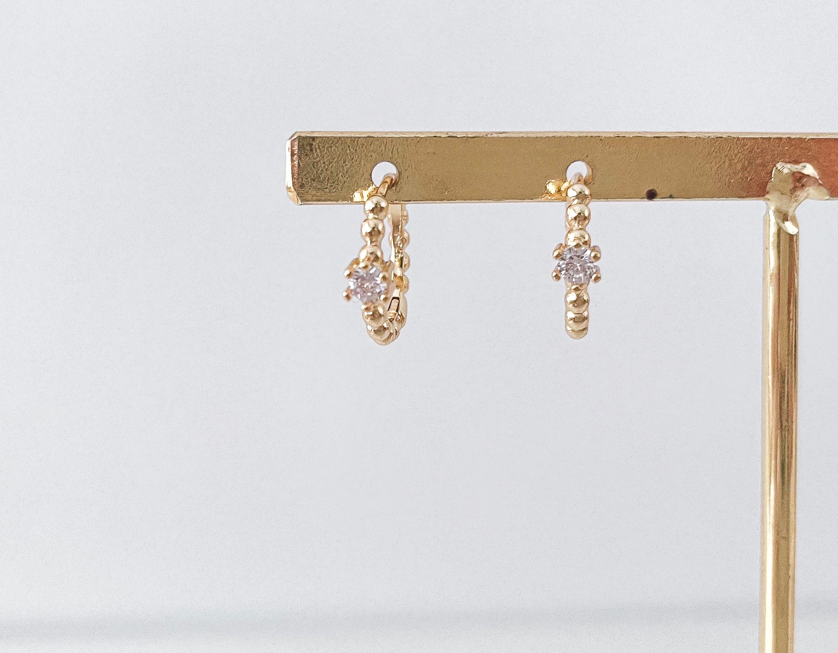 Maria - Studded Gem Mini Hoops