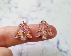 Chunky Glitter Christmas Tree Studs