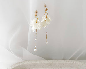 Tresna - Flower Petal and Pearl Drop Earrings