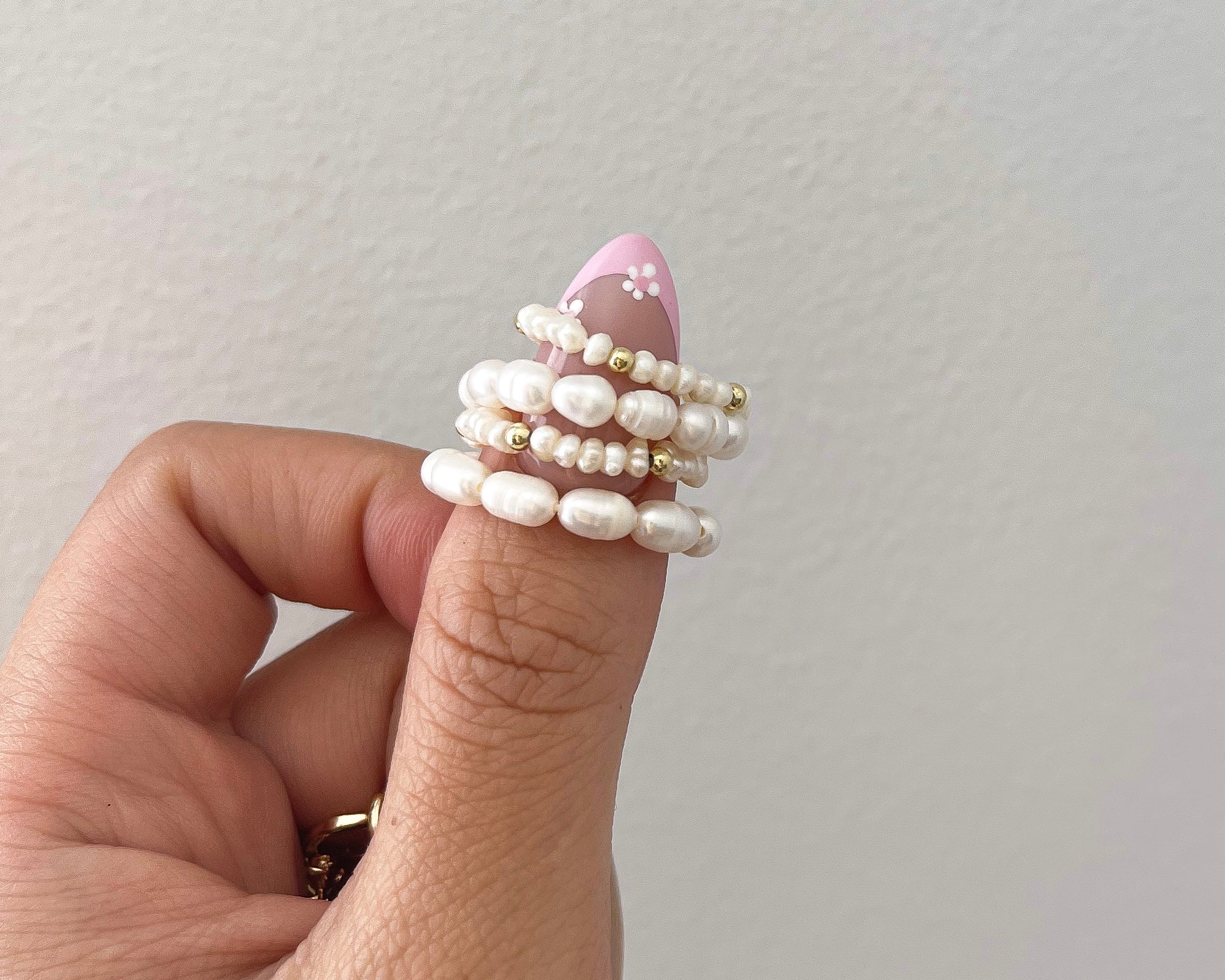 Frankie - Waterproof Beaded Pearl Ring