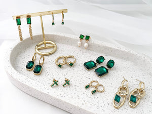 Beth - Emerald and Pearl Studs