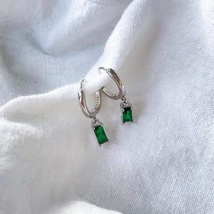 Elise - Emerald Green Rectangle Hoops