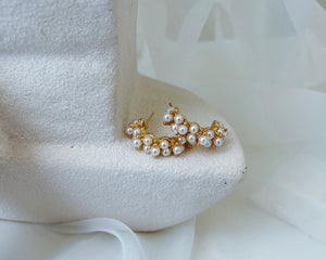 Milosc - Studded Pearl Hoops