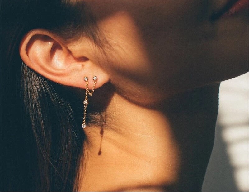 Isla - Same Ear Double Stud Chain