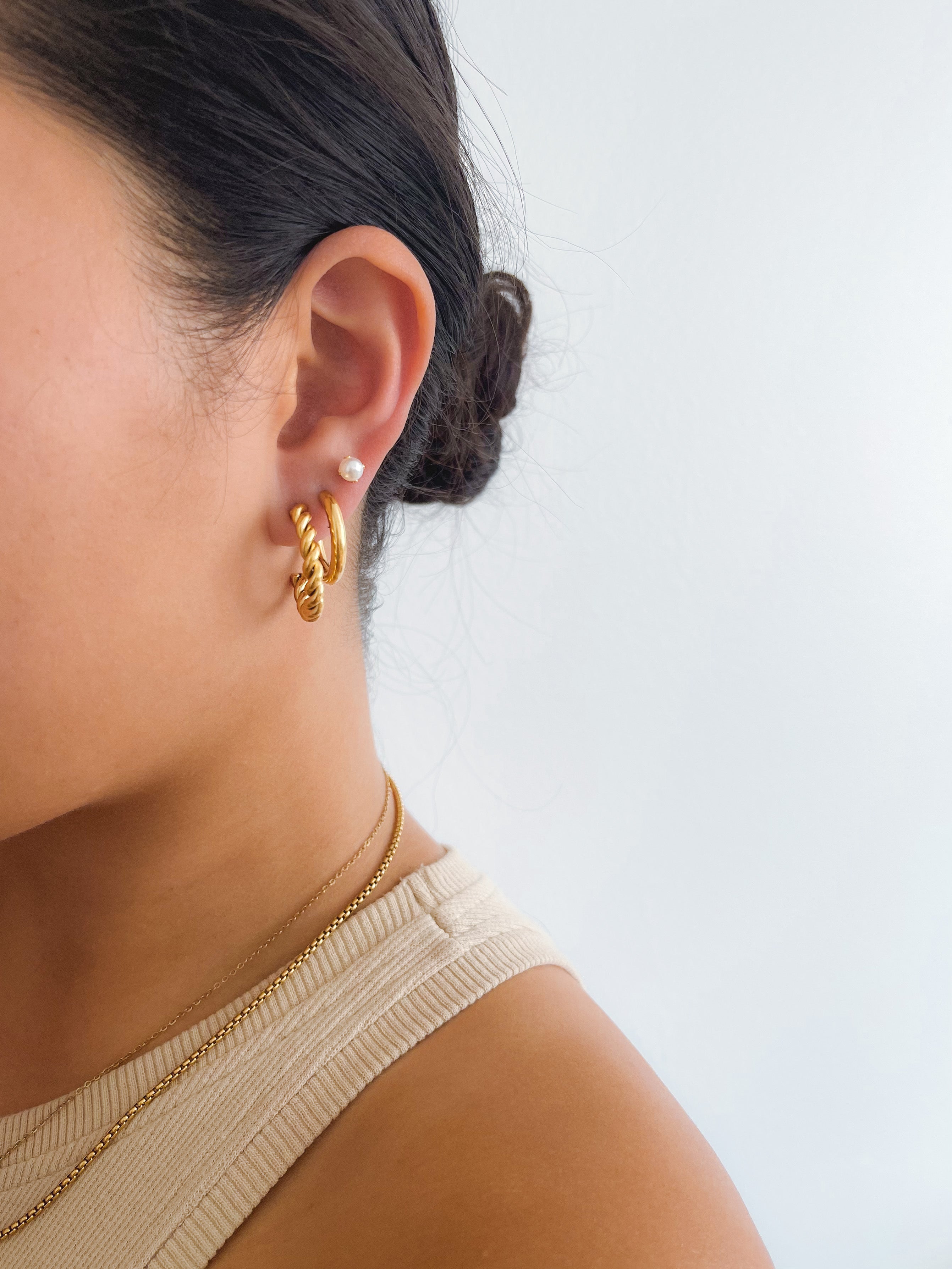 Lani - Waterproof Gold Rope Statement Hoops