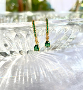 Forest - Emerald Green Tear Drop Hoops