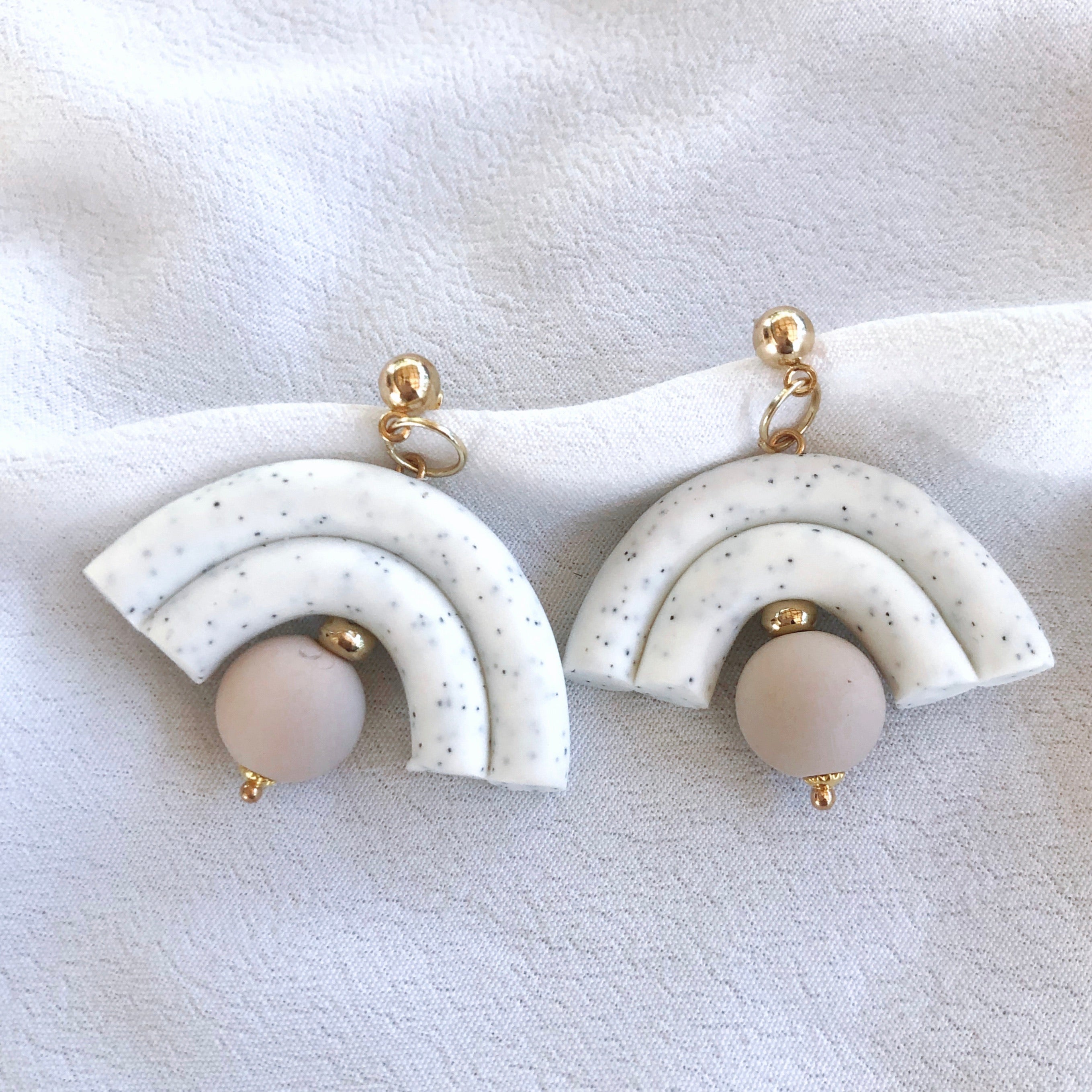 CJ - Speckle + Golden Tip Arch Earrings