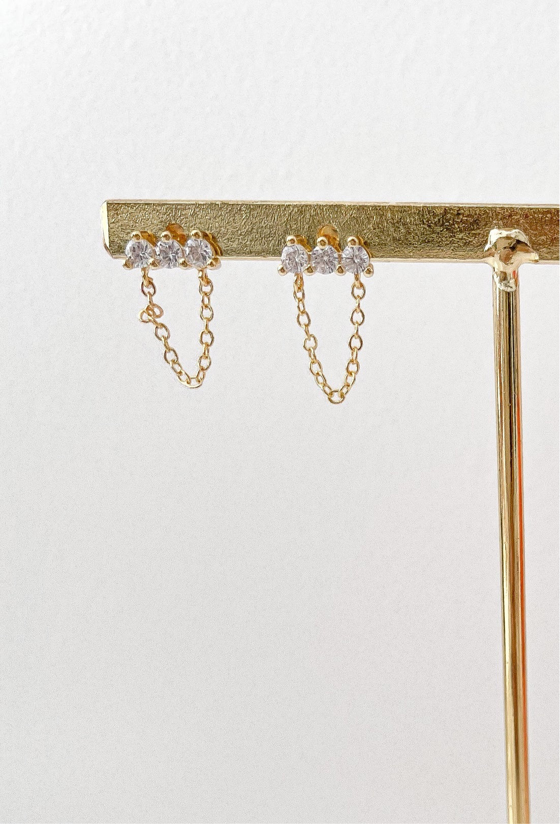 Natasha - Triple Stone Chain Studs