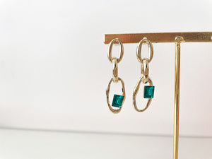 Jade - Emerald Trio Chain Statement Earrings