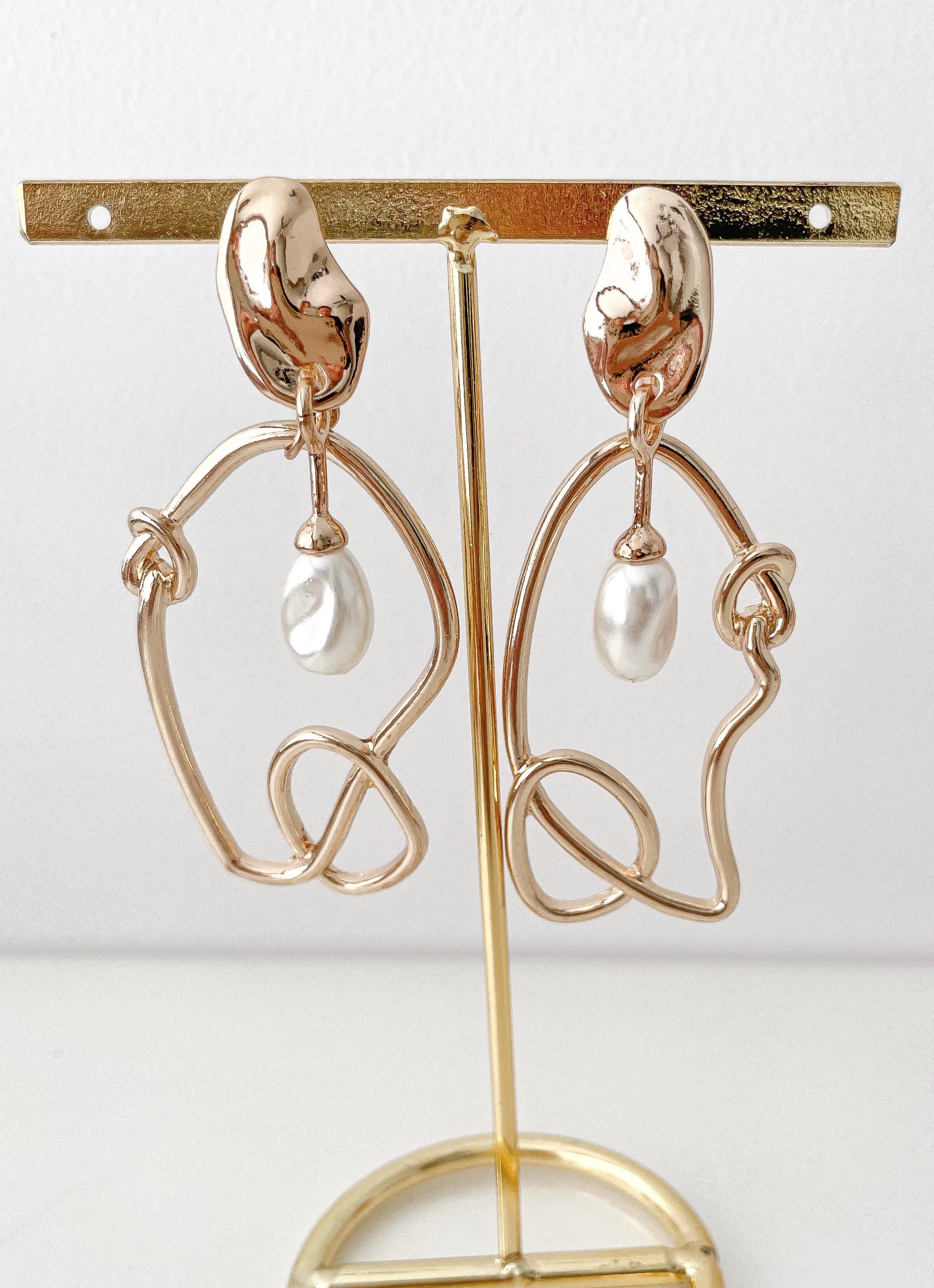 Majorca - Abstract Pearl Drop Hoops