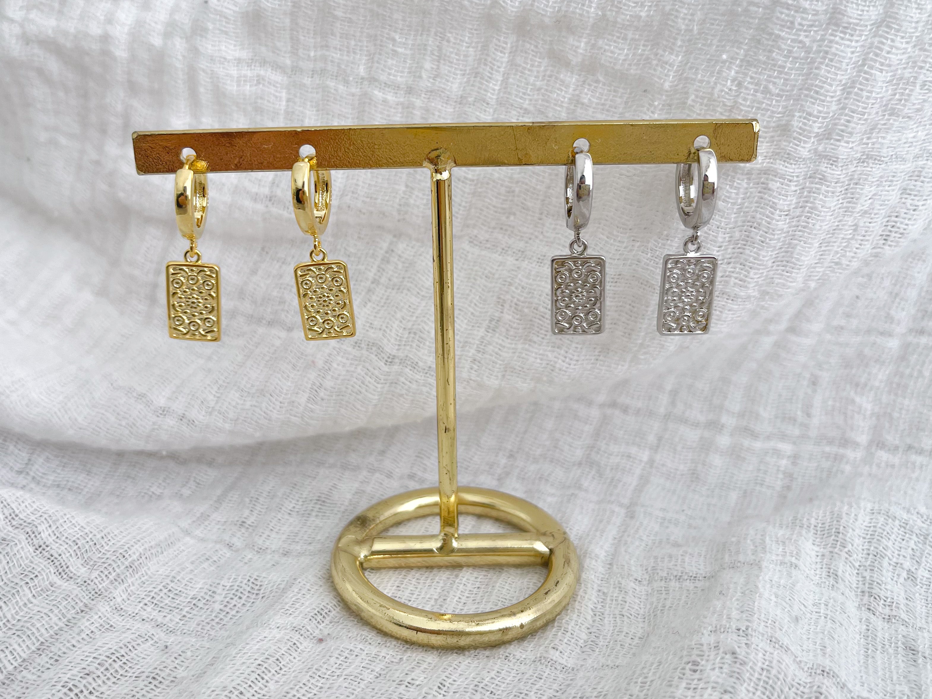 Bay - Engraved Rectangle Hoops