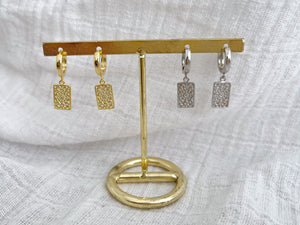 Bay - Engraved Rectangle Hoops