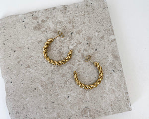 Lani - Waterproof Gold Rope Statement Hoops