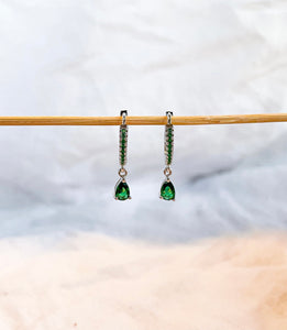 Forest - Emerald Green Tear Drop Hoops