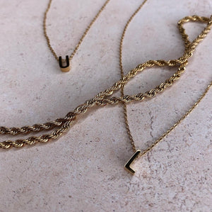 Waterproof 18K Gold Mini Initial Necklace