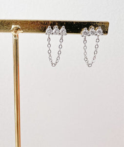 Natasha - Triple Stone Chain Studs