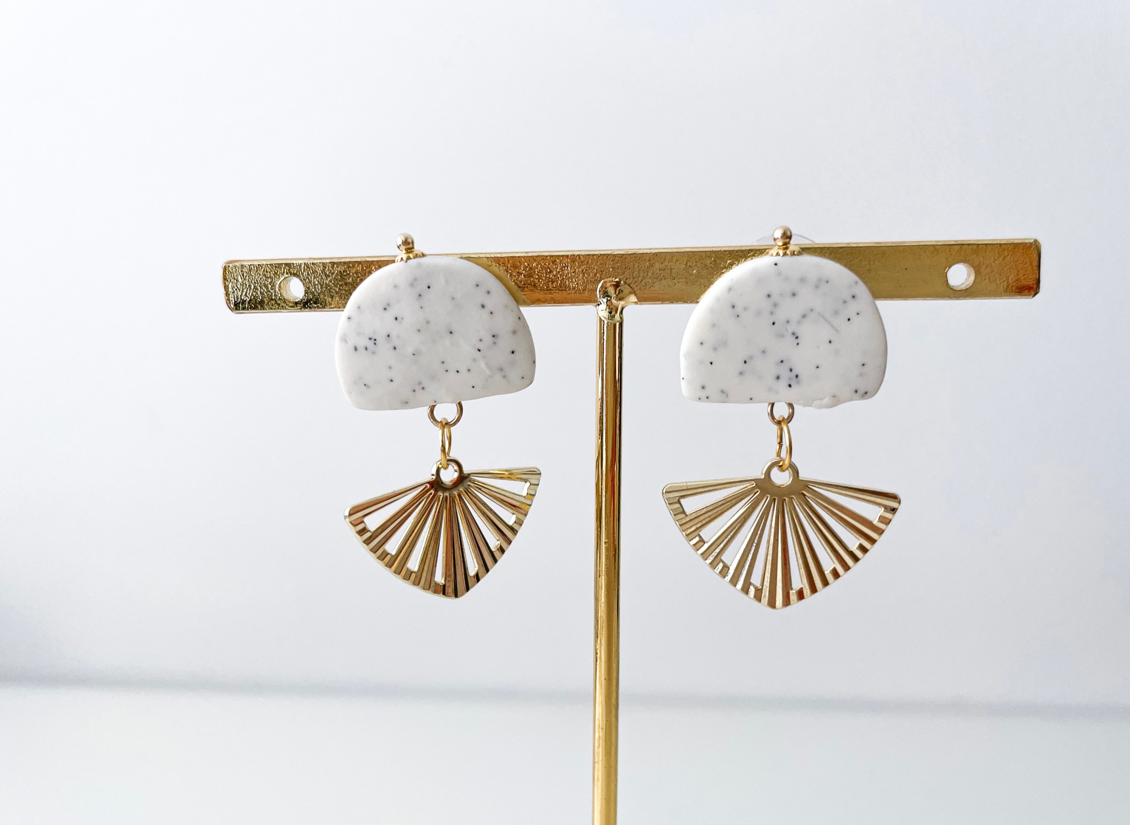 Cheryl - Speckle + Abstract Gold Drop Earrings