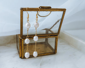 Elsker - Triple Pearl Chain Earrings