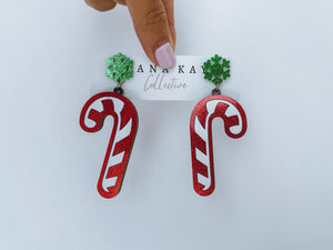 Christmas Candy Cane Dangle Earrings