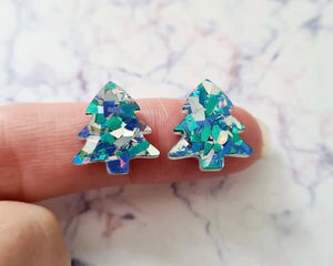 Chunky Glitter Christmas Tree Studs