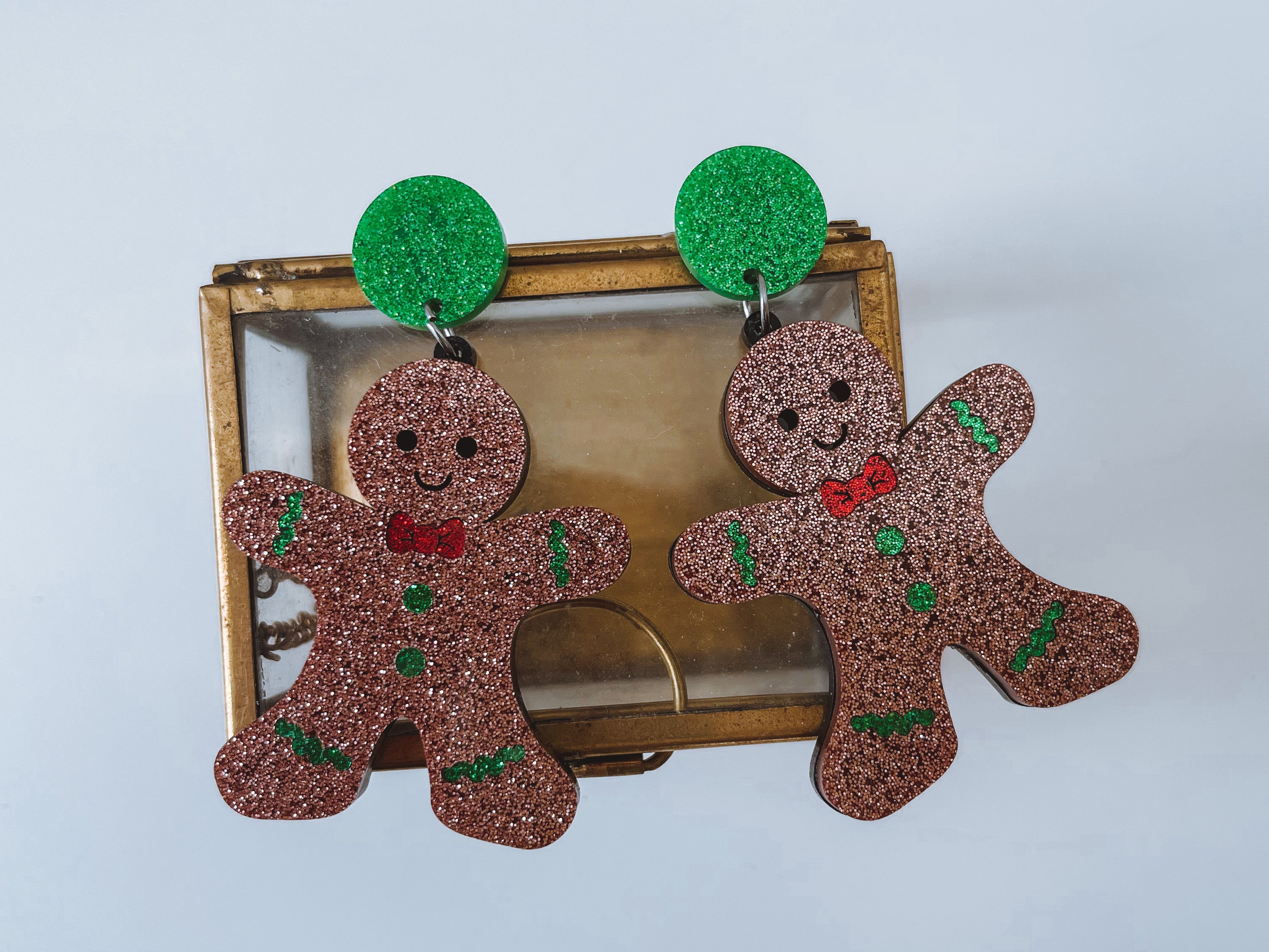 Christmas Gingerbread Man Drop Earrings