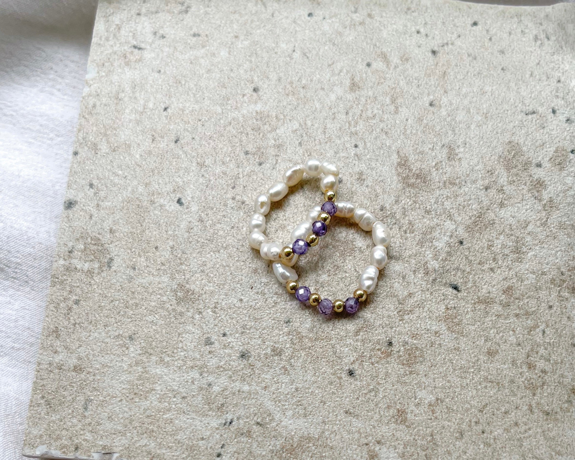 Chloe - Waterproof Pearl and Coloured Bead Ring