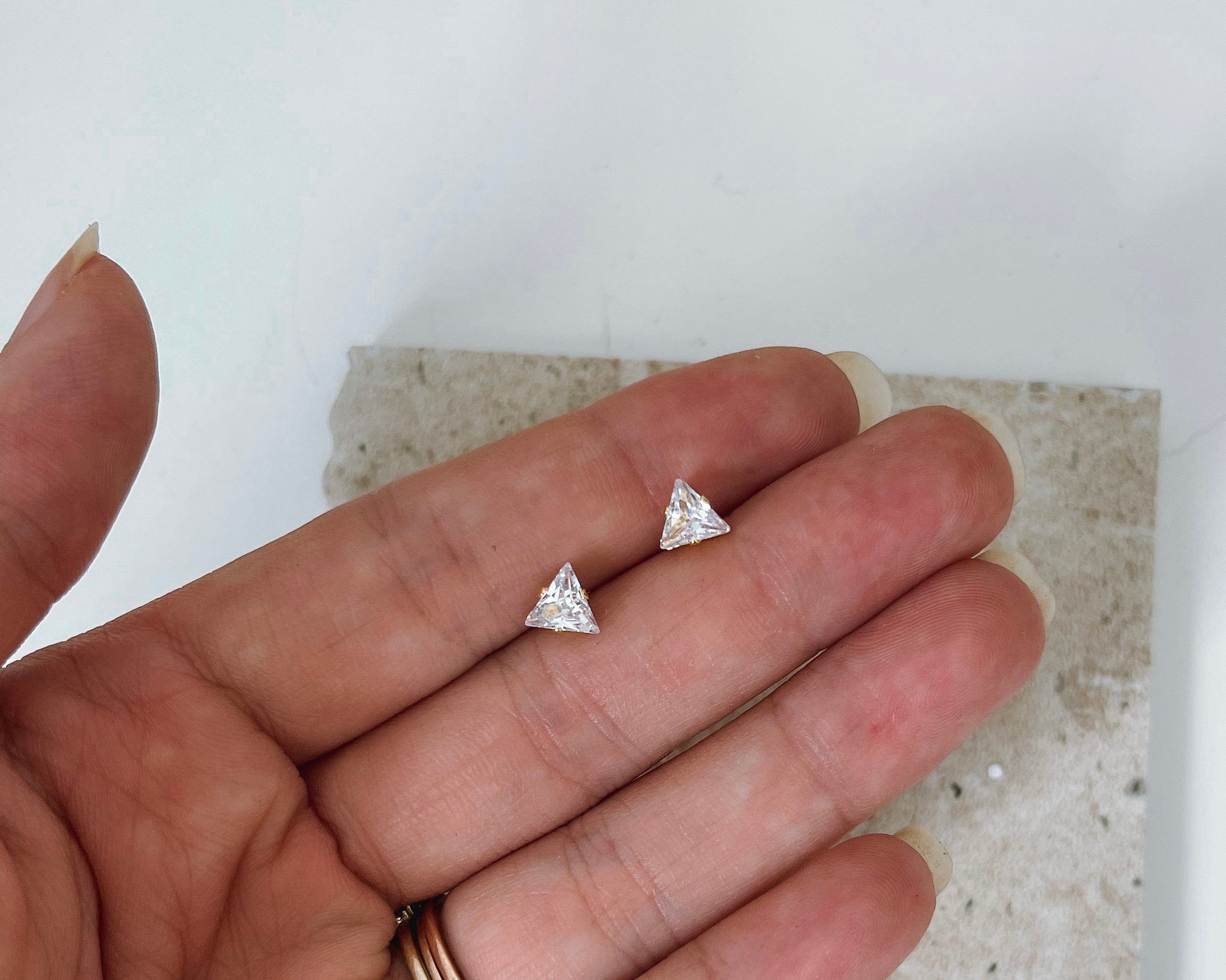 Ella - Waterproof Triangle Crystal Studs