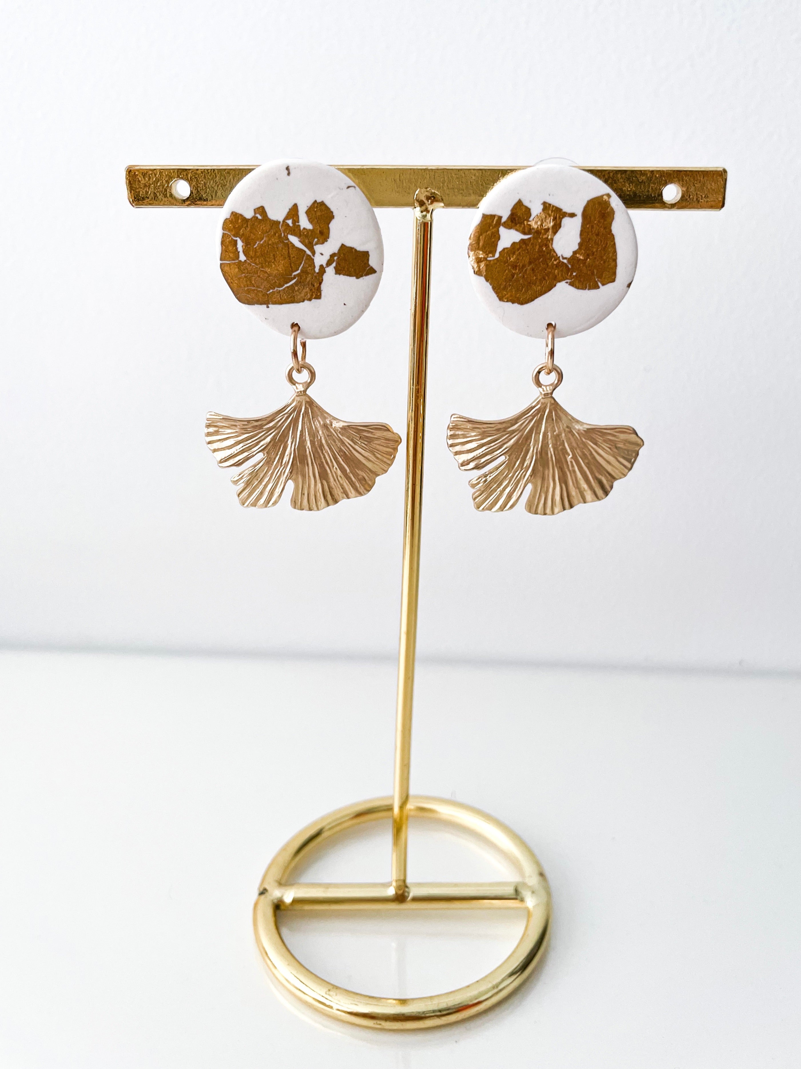 Leanne - Abstract Gold Flake Drop Earrings