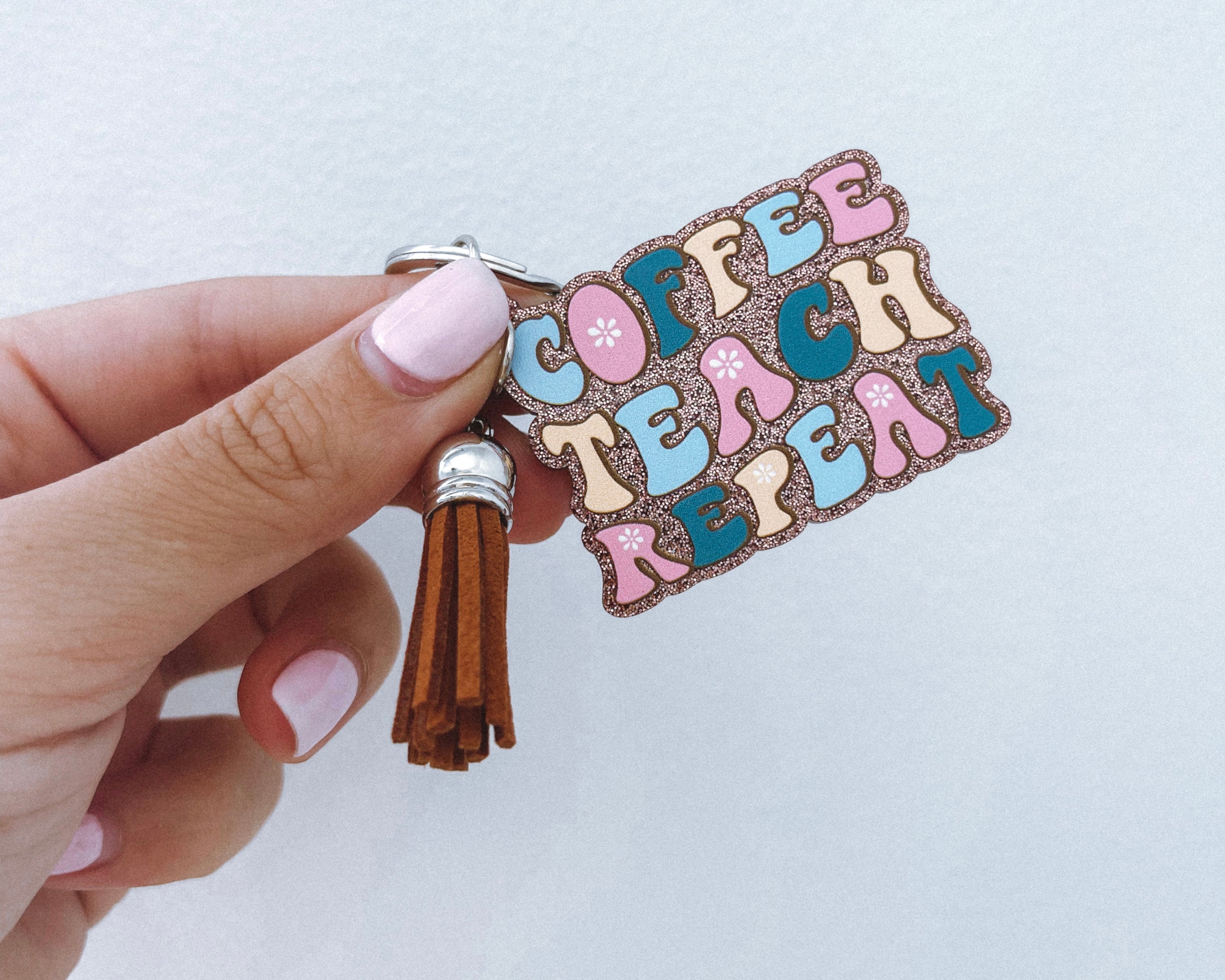 Coffee Teach Repeat Keychain