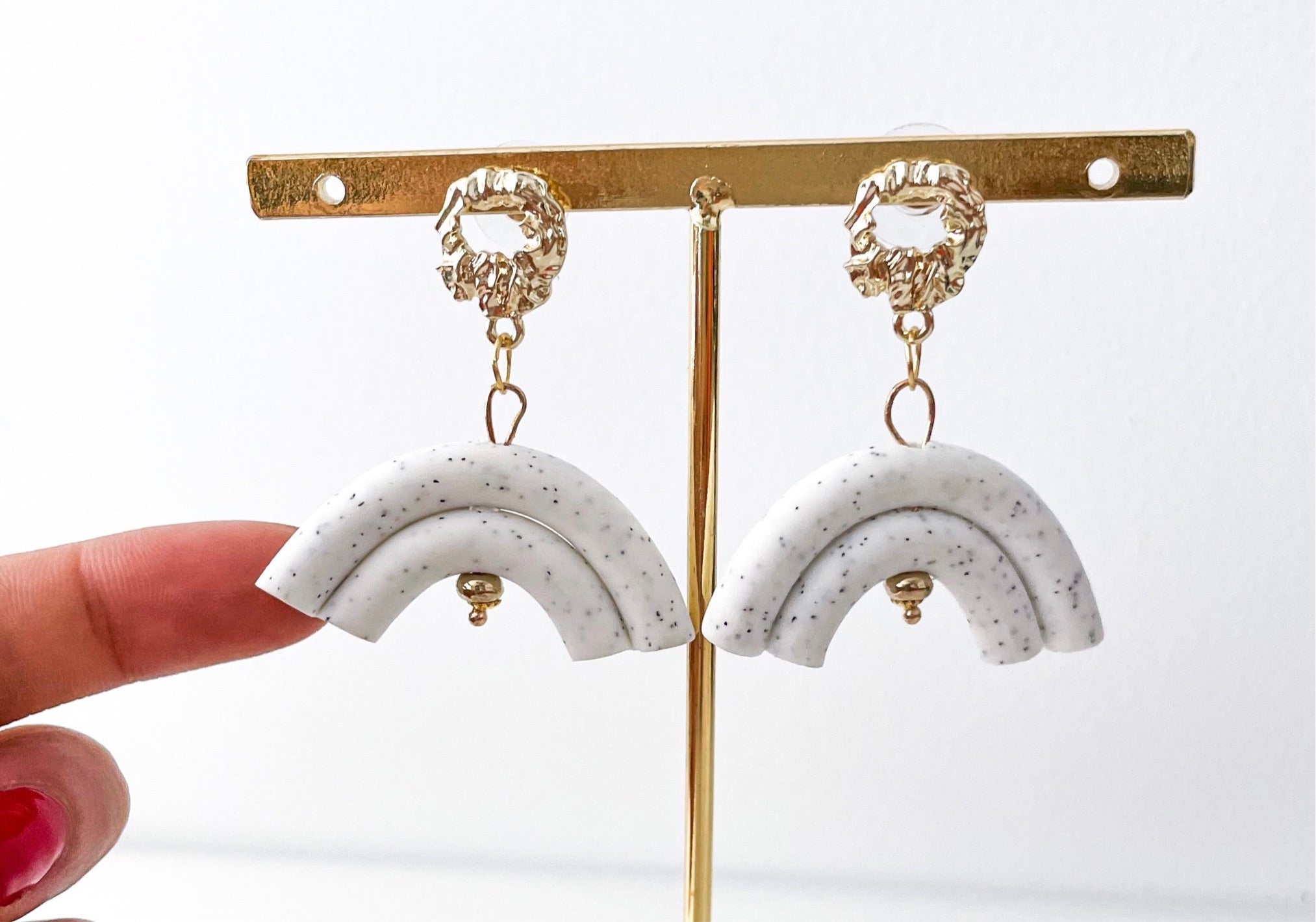 Molly - Speckled Arch Drop Earrings