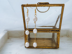 Elsker - Triple Pearl Chain Earrings