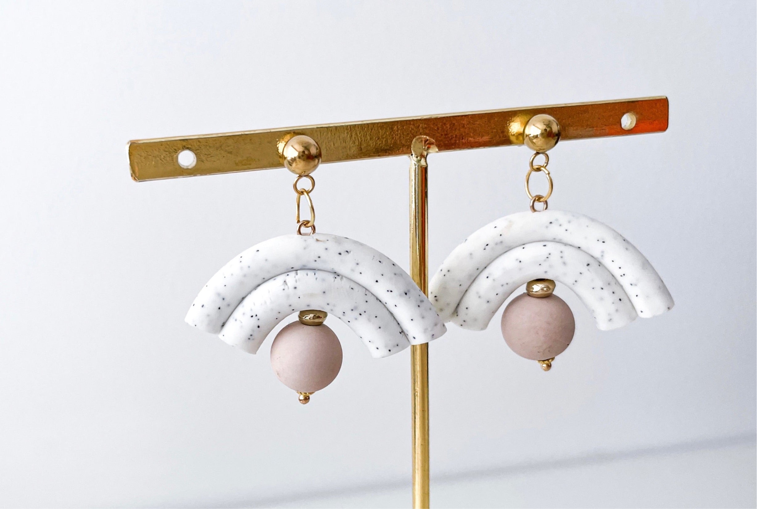 CJ - Speckle + Golden Tip Arch Earrings