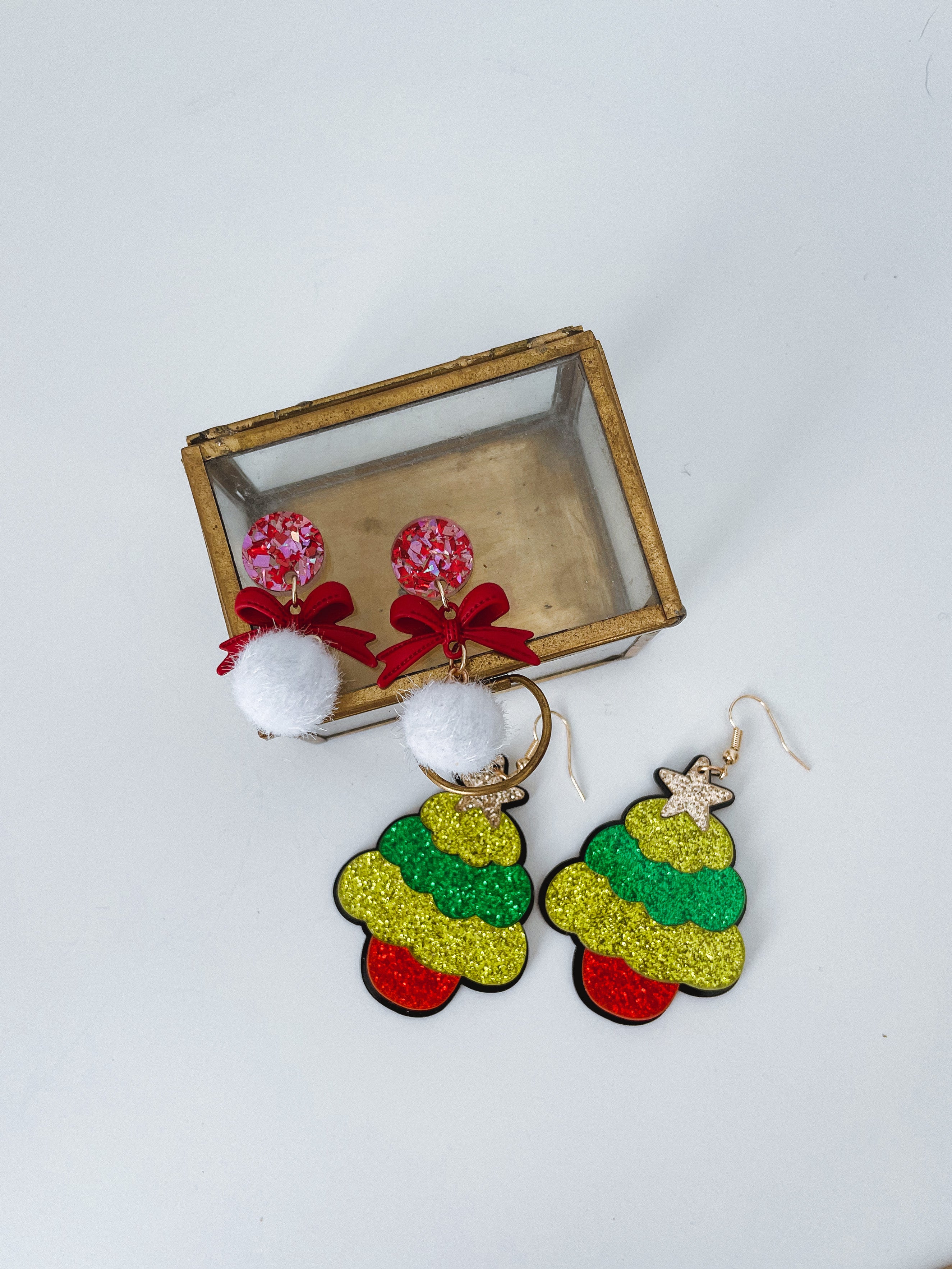 Cupcake Christmas Tree Drop Earrings