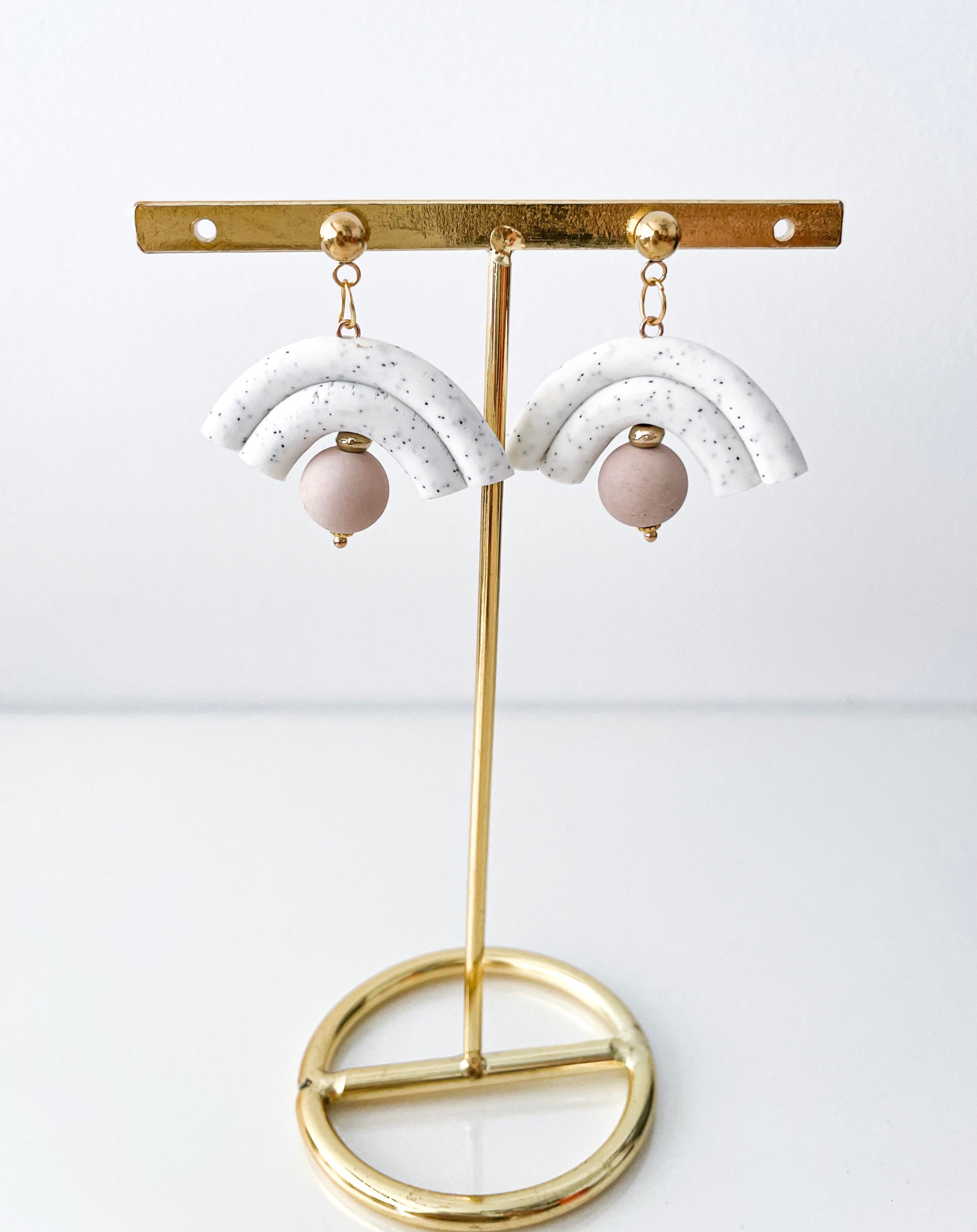 CJ - Speckle + Golden Tip Arch Earrings